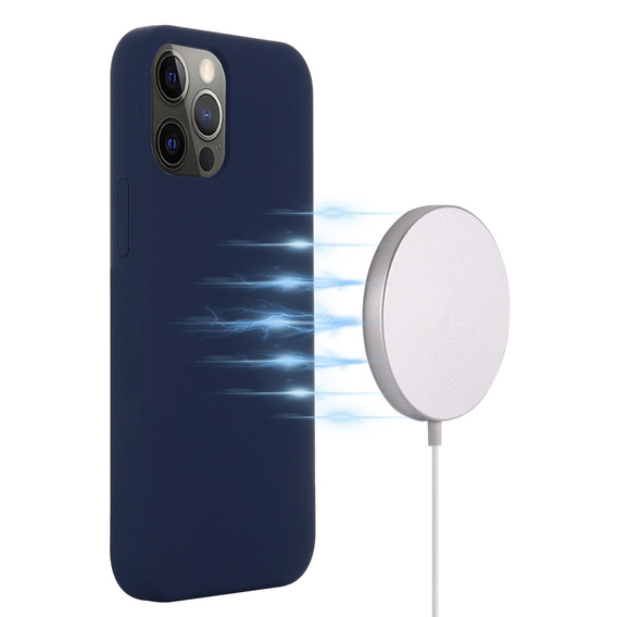 Pouzdro pro iPhone 14 Pro, Silicone MagSafe, námořnicky modré