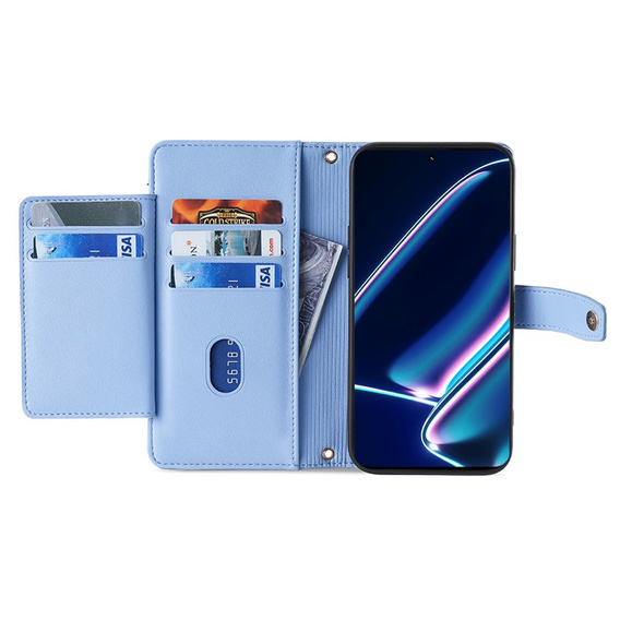 Klopové pouzdro pro Realme 11 Pro 5G / Pro+ 5G, Wallet Zipper Pocket, modré