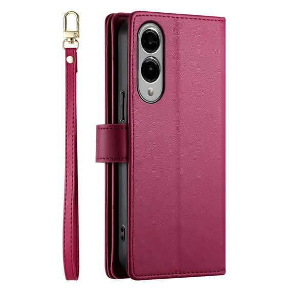 Klopové pouzdro pro Samsung Galaxy S25 Edge, Wallet Zipper Pocket, červené