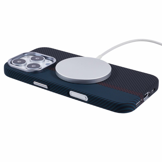 Pouzdro pro iPhone 16 Pro Max, Carbon Fiber MagSafe, černá / modrá