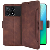 Klopové pouzdro pro Xiaomi Poco F6 Pro, Card Slot, hnědé