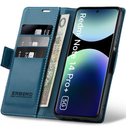 Pouzdro pro Xiaomi Redmi Note 14 Pro+ 5G / Xiaomi Poco X7 5G / Xiaomi Redmi Note 14 Pro 5G, ERBORD Glossy Litchi, flipová peněženka, modré