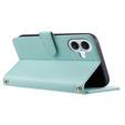 Pouzdro s klopou pro iPhone 16 Plus, Rhombus Crossbody Leather, zelené