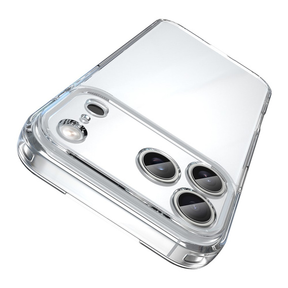 Silikonové pouzdro pro iPhone 17 Pro Max, s tvrdou zadní stranou, průhledné