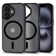 Pouzdro pro iPhone 16 Plus, pro MagSafe, ERBORD Matt Case, transparentní / černé + sklo na displej