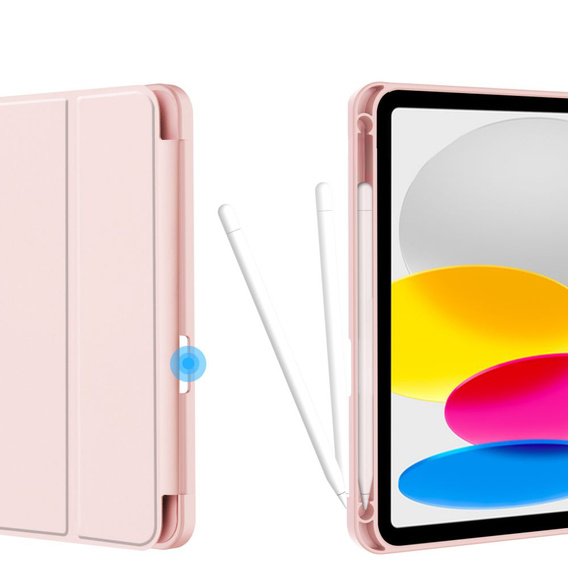 Pouzdro pro iPad 10.9 2022 10 Gen, Smart Pencil, se slotem na stylus, růžové