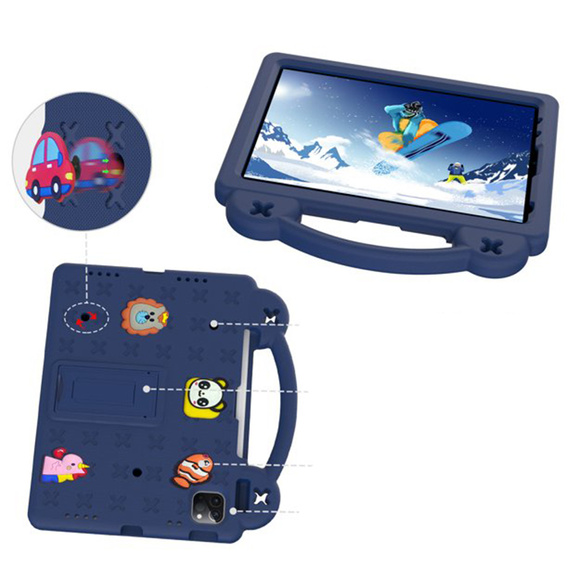 Dětské pouzdro pro iPad Air 10.9" 2022/2020 (5/4 gen.) / Pro 11" 2022/2021/2020 (4/3/2 gen.), Cute Patterns, se stojánkem, námořnicky modré