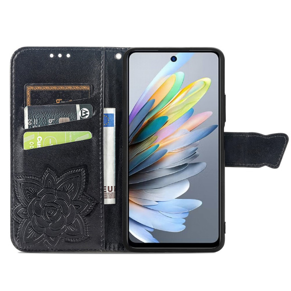 Klopové pouzdro pro Motorola Moto G15 / Motorola Moto G15 Power, Butterfly, černé