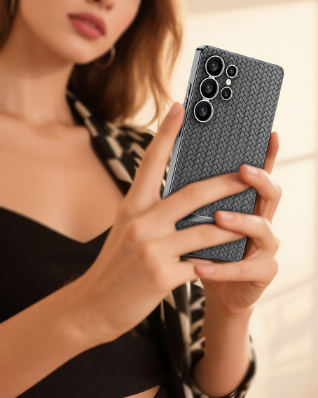 Pouzdro pro Samsung Galaxy S25 Ultra, GKK Woven Leather, šedé