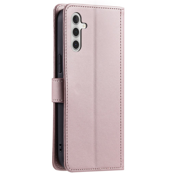 Pouzdro s klopou pro Samsung Galaxy A55 5G, Rhombus Crossbody Leather, růžové rose gold