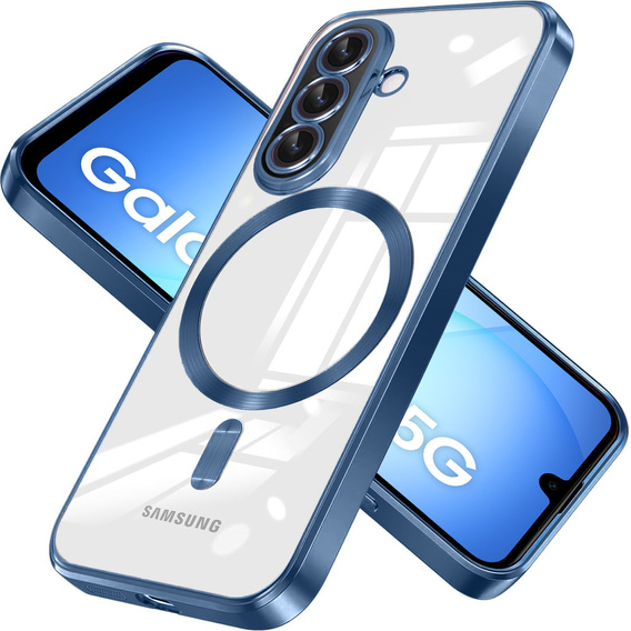 Pouzdro pro Samsung Galaxy A17 5G, Electro MagSafe, průhledné s tmavě modrými boky