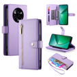 Klopové pouzdro pro Realme 14 Pro 5G, Wallet Zipper Pocket, fialové