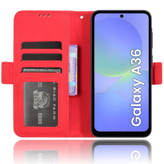 Klopové pouzdro pro Samsung Galaxy A36, Card Slot, červené