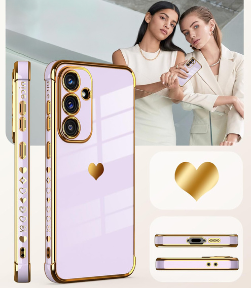 Pouzdro pro Samsung Galaxy A26, Electro heart, fialové + sklo 9H