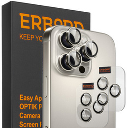 2x ERBORD OPTIK Pro tvrzené sklo pro fotoaparát iPhone 16 Pro/16 Pro Max / 15 Pro/15 Pro Max/14 Pro/14 Pro Max, titan