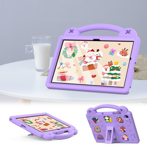 Dětské pouzdro pro Samsung Galaxy Tab A9+, Cute Patterns, se stojánkem, fialové