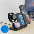 Bezdrátová indukční nabíječka 3v1 QI rychlá pro Samsung S25 S24 S23 Galaxy Watch Buds stanice černá