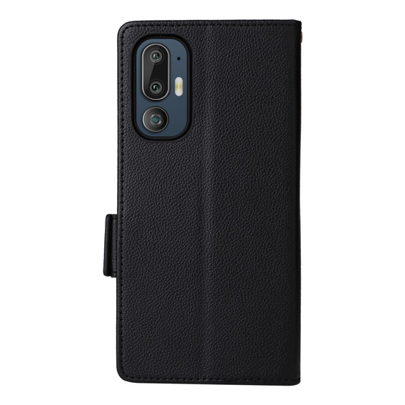 Pouzdro pro HTC U24 Pro 5G, Wallet Litchi Leather, černé