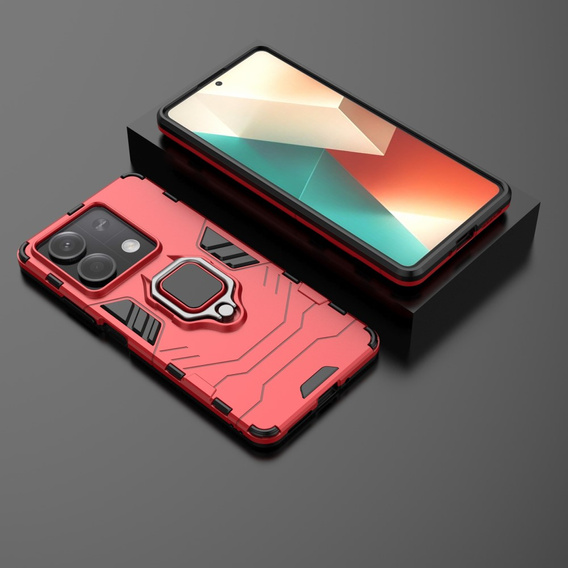 Pouzdro pro Xiaomi Redmi Note 13 5G, Kickstand Ring, červené