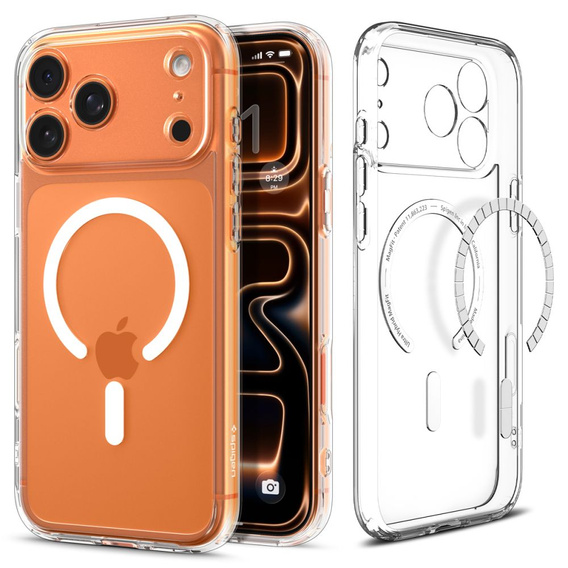 Spigen Ultra Hybrid MagSafe pouzdro pro iPhone 17 Pro, čiré / bílé