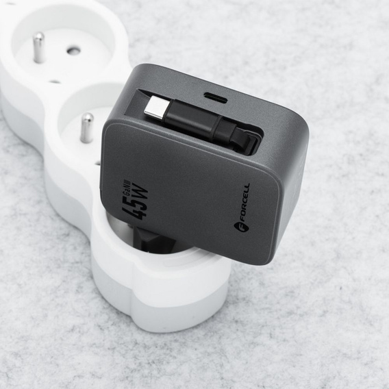 Síťová nabíječka GaN s kabelem USB-C 45 W Forcell F-Energy