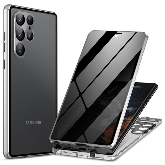 Pouzdro pro Samsung Galaxy S24 Ultra, Privacy Dual Glass, stříbrné