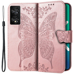 Klopové pouzdro pro TCL 40 NXTPaper, Butterfly, růžové rose gold