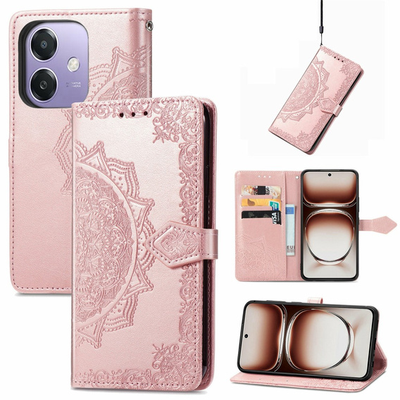 Klopové pouzdro pro Oppo A40 / Oppo A40m, Mandala, růžové rose gold