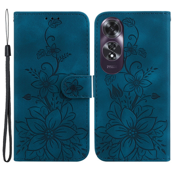 Klopové pouzdro pro Oppo A60, Lily Flower, námořnicky modré