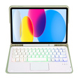 Pouzdro s podsvícenou bluetooth touchpad klávesnicí pro iPad 10.9" 2022 (10 gen.), světle zelené