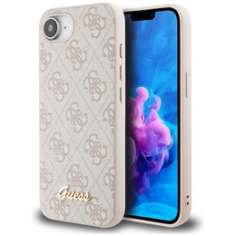 Pouzdro GUESS pro iPhone 16E 4G Metal Gold Logo, růžové