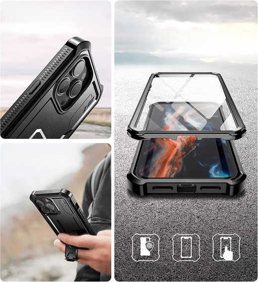 Pancéřové pouzdro pro iPhone 14 Pro Max, Dexnor Full Body, černé