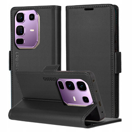 Pouzdro pro Infinix Note 50 Pro, ERBORD Glossy Litchi, flipová peněženka, černé