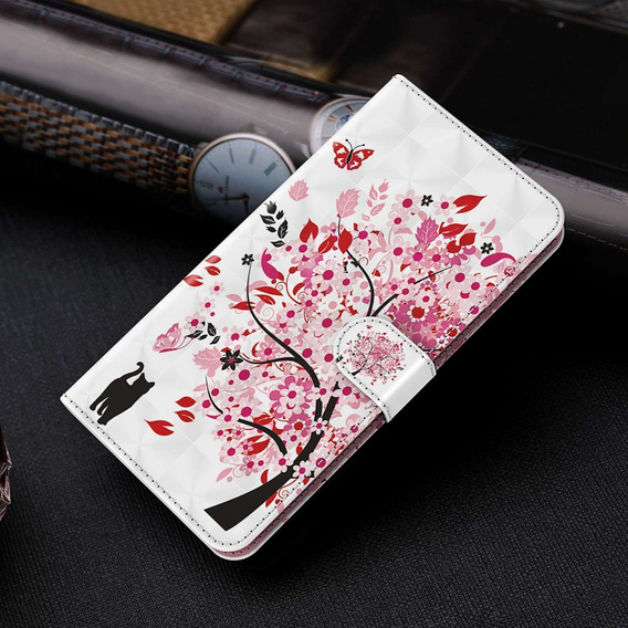 Klopové pouzdro pro Samsung Galaxy A14 4G/5G, Wallet, tree, bílé