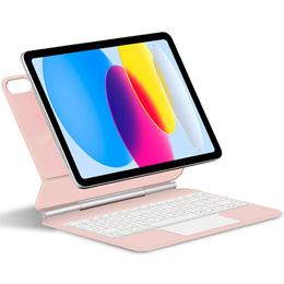 Pouzdro s klávesnicí pro iPad 10.9" 2022 (10 gen.) / iPad 11" 2025 A16 (11 gen.), Magnetic Keyboard Touchpad, růžové
