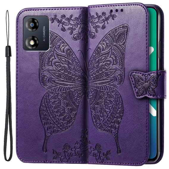 Klopové pouzdro pro Motorola Moto E13, Butterfly, fialové