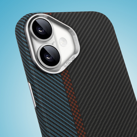 Pouzdro pro iPhone 16 Plus, Carbon Fiber MagSafe, černá / modrá
