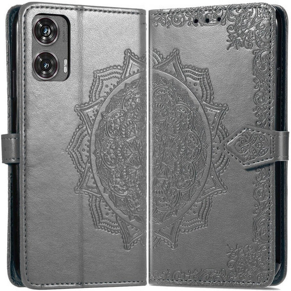 Klopové pouzdro pro Motorola Moto G85, Mandala, šedé