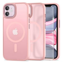 Pouzdro pro iPhone 11, pro MagSafe, ERBORD Matt Case, růžový + sklo na displej