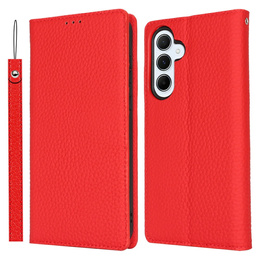Klopové pouzdro pro Samsung Galaxy S25, Litchi Skin Grain, červené