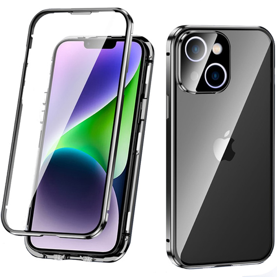 Pouzdro pro iPhone 14 Plus, Magnetic Dual Glass, černé