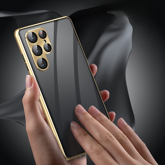 Pouzdro pro Samsung Galaxy S23 Ultra, Magnetic Dual Glass, zlaté