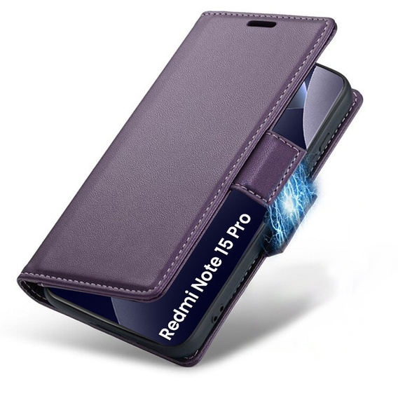 Pouzdro s klopou ERBORD Glossy Litchi pro Xiaomi Redmi Note 15 Pro 5G