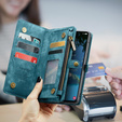 CASEME pouzdro pro Samsung Galaxy A56 5G, Retro Leather Wallet, s páskem, zelené