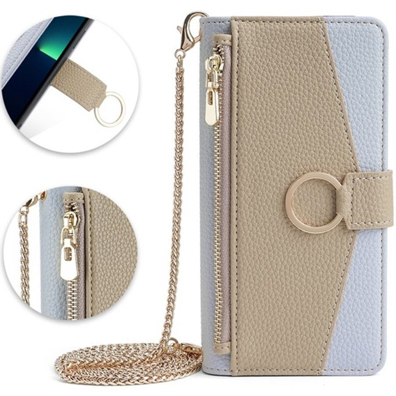 Flipové pouzdro Wallet Zipper Pocket pro iPhone 7 / 8 / SE (2020) / SE (2022), Wallet Zipper Pocket, se zrcátkem, modré