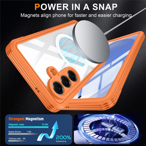 Shockproof pouzdro se sklem, pro MagSafe pro Samsung Galaxy S26 Plus, oranžové