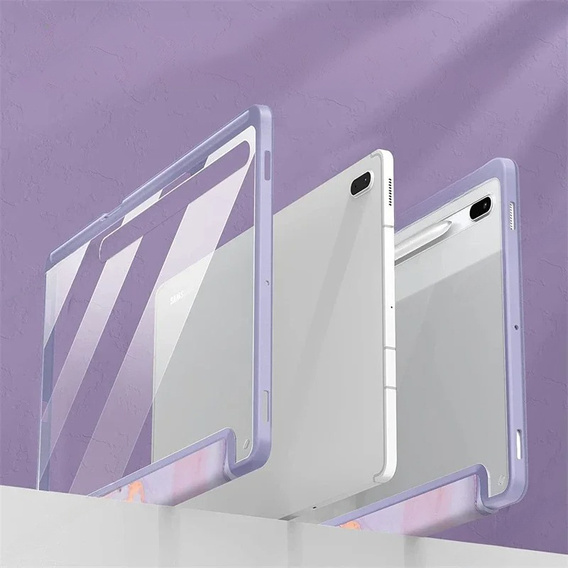 Pouzdro pro Samsung Galaxy Tab S10 FE+ Plus, Smartcase Hybrid, se slotem na stylus, Marble fialové