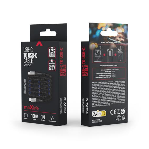 Magnetický kabel USB-C – USB-C 100 W, 1,0 m pro zařízení s USB-C