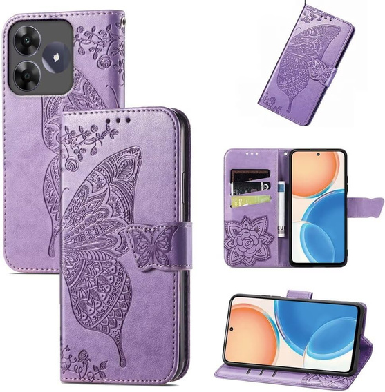 Klopové pouzdro pro Realme C61, Butterfly, fialové