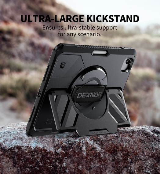 Pouzdro Dexnor 360° s páskem a držákem na stylus pro iPad Air 11" 2025/2024 (7/6 gen.)